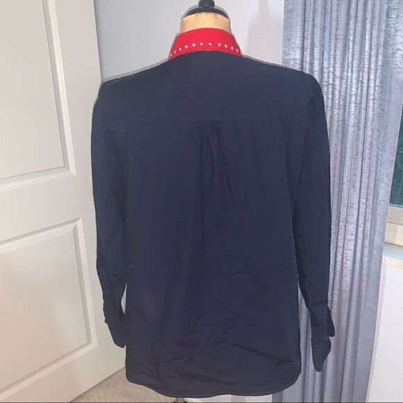 Karen Scott Sport Patriotic USA Long Sleeve Button Down Shirt - Picture 6 of 6